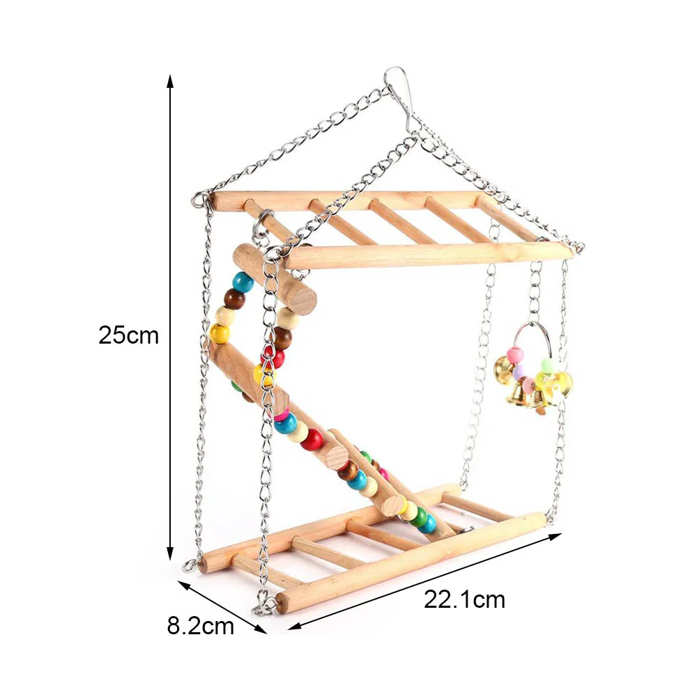 Игрушки для попугаев качели для птиц скалолазание подвесная лестница мост деревянный Радужный питомец попугай гамак для ары игрушка для птиц с колокольчиками