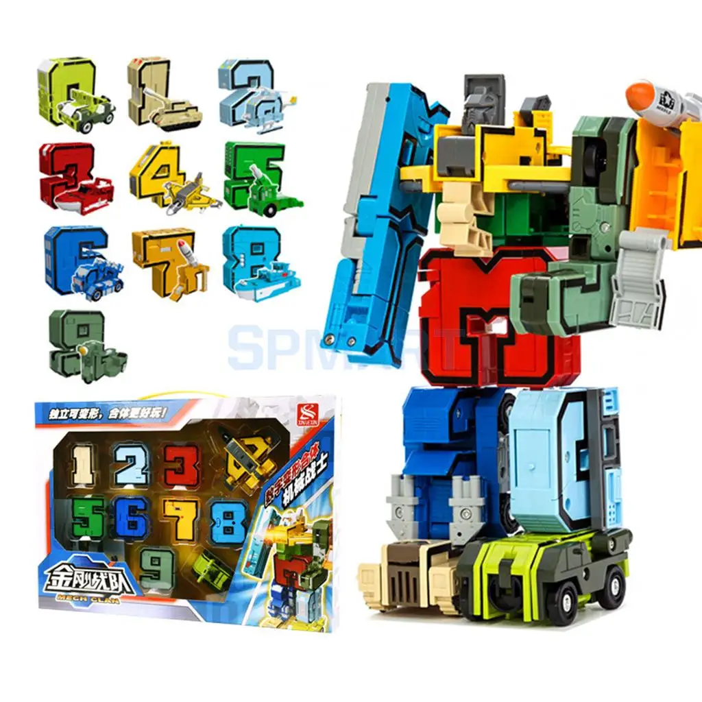 

Numbers Armour Team Transforming Robot Toy Educational Toys Assembly Robots for Kid Children Play Display - 10pcs/Set