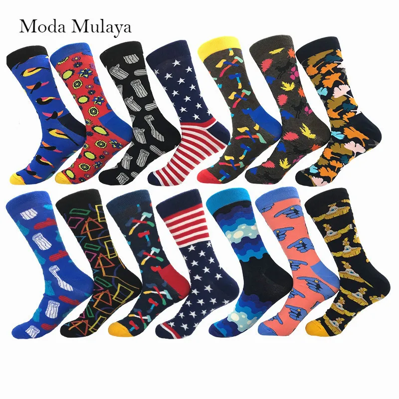 Moda Mulaya фирменные качественные мужские счастливые носки 100% хлопок новинка хип хоп