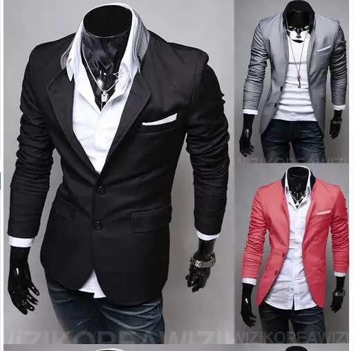 

2018 New Spring/Autumn Fashion Men's Wild Korean Candy Color Stylish Slim Fit Men's Suit Jacket Casual Business Dress Blazers
