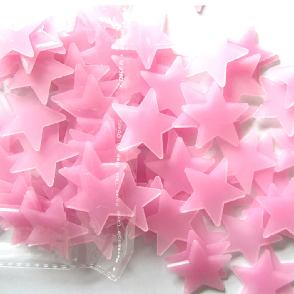 

Fashion 100PC Kids Bedroom Fluorescent Glow In The Dark Stars Wall Stickers Living room 3D Stickers drop shipping