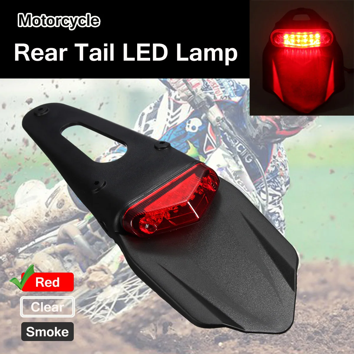 Universal Motorcycle Rear For Fender Mudguard LED Brake Light Tail Stop