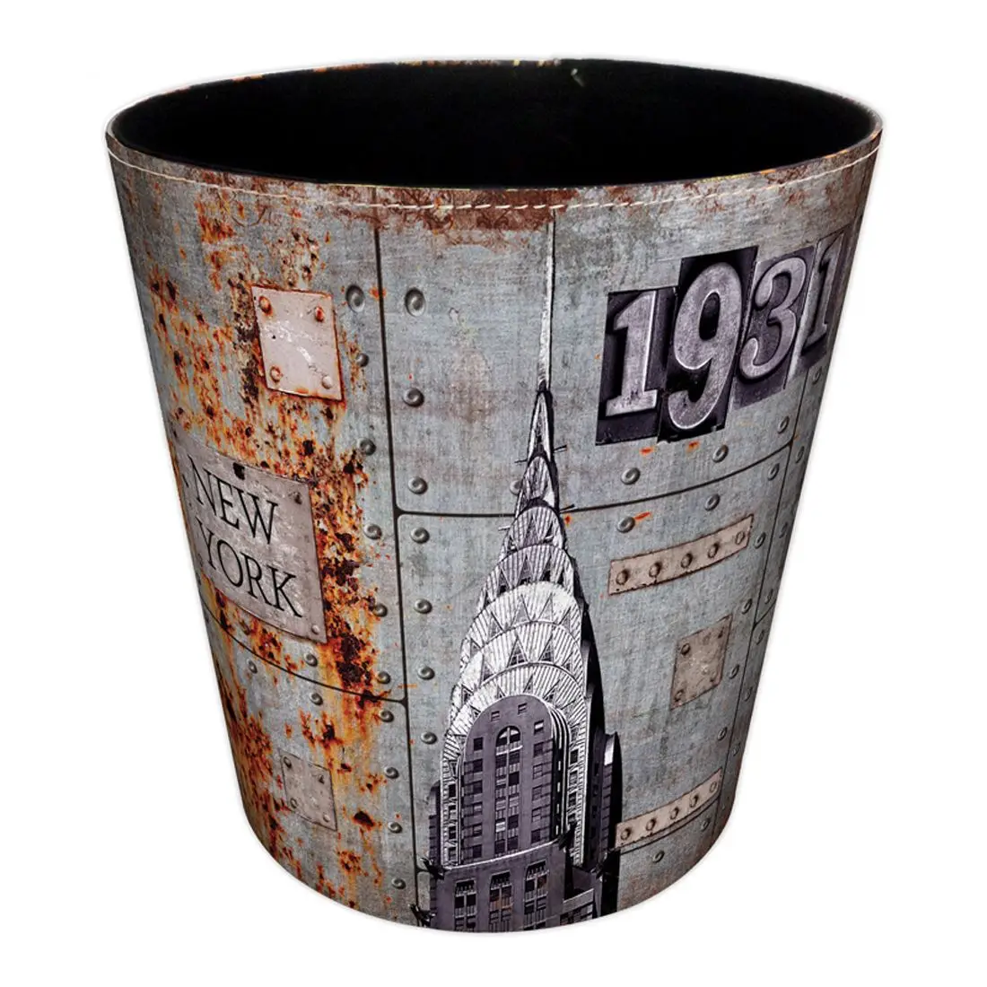 26*20*26CM 10L Retro Rust Waterproof Leather Trash Bin Waste Container
