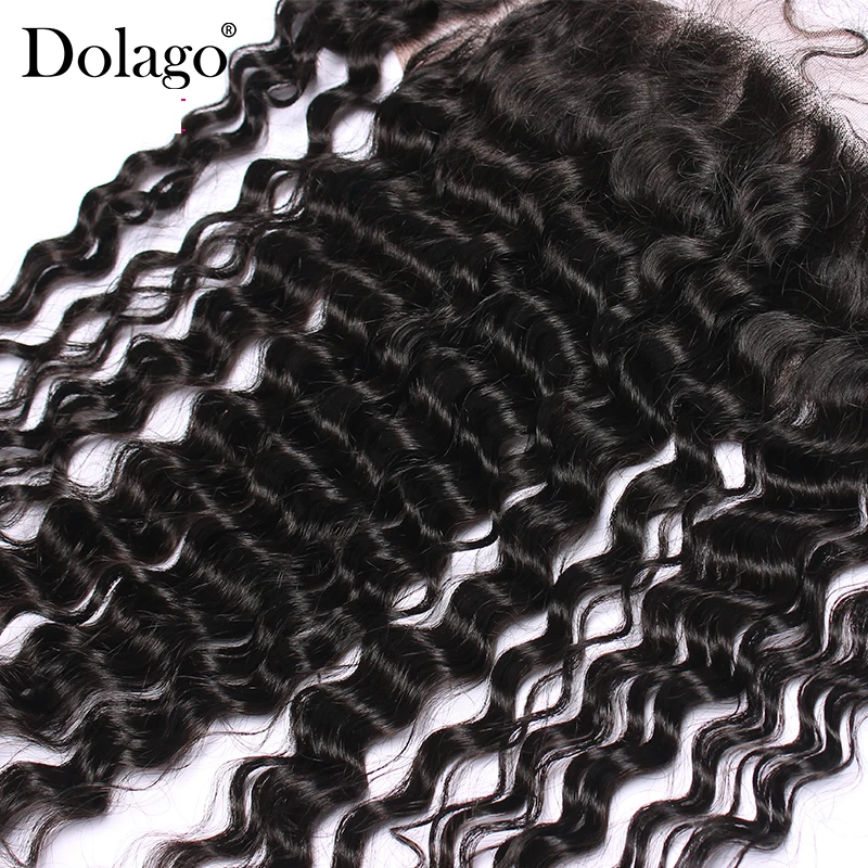 13x4 Lace Frontal Closure With Baby Hair Deep Wave Closure Brazilian Hair Pre Plucked 100% Human Remy Hair Dolago