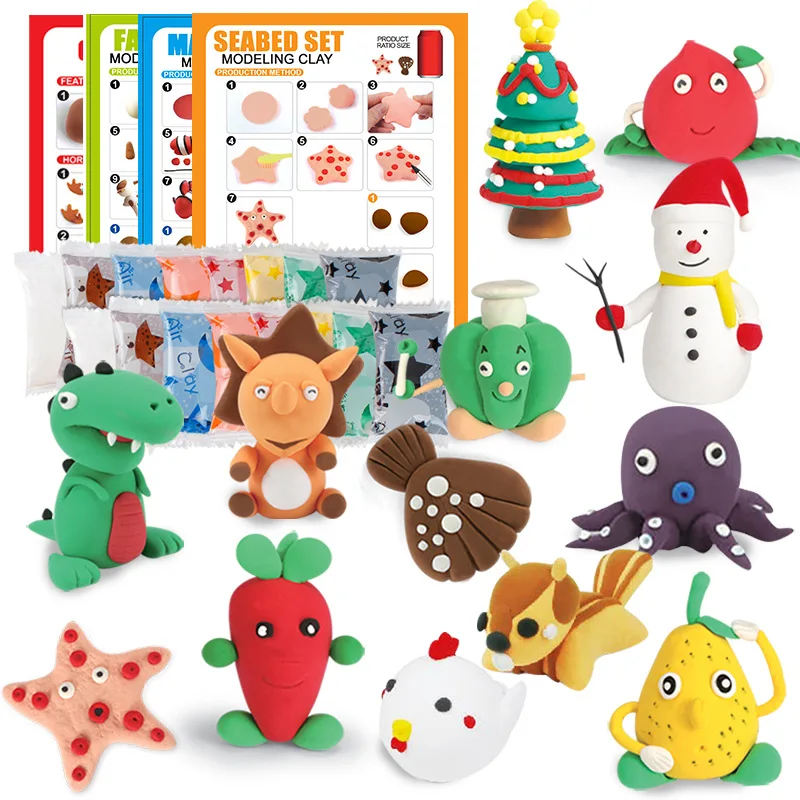 

Super Light Colored Clay Manual DIY Modeling Clay Plasticine Multicolor Cartoon Animal Instructions Educational Children Toys