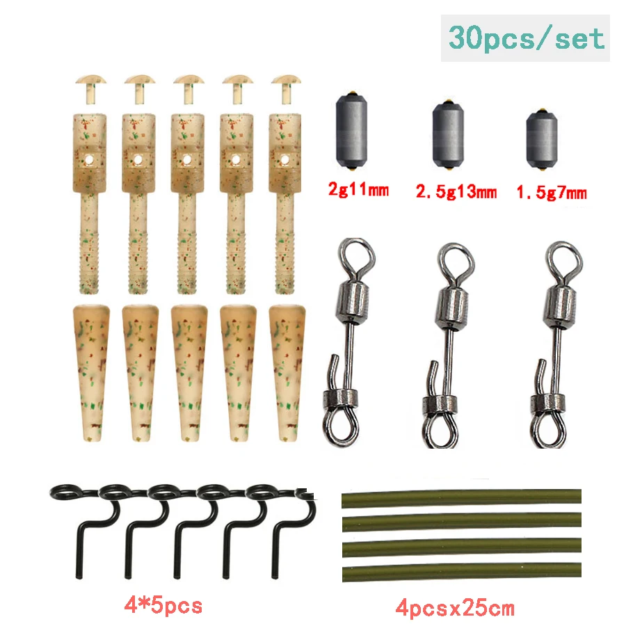 30 pcs Carp Fishing Plastic Casing Lead Clip Slider Positioning Three