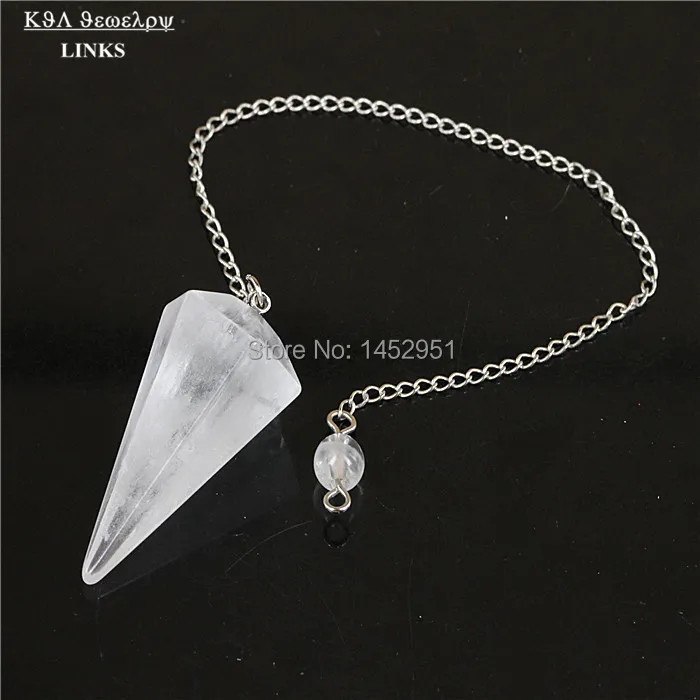 

clear Crystal Quartz Gem Bead Healing Dowsing Reiki Chakra Divination Pendulum Chain Dangle pendant Druzy Stone