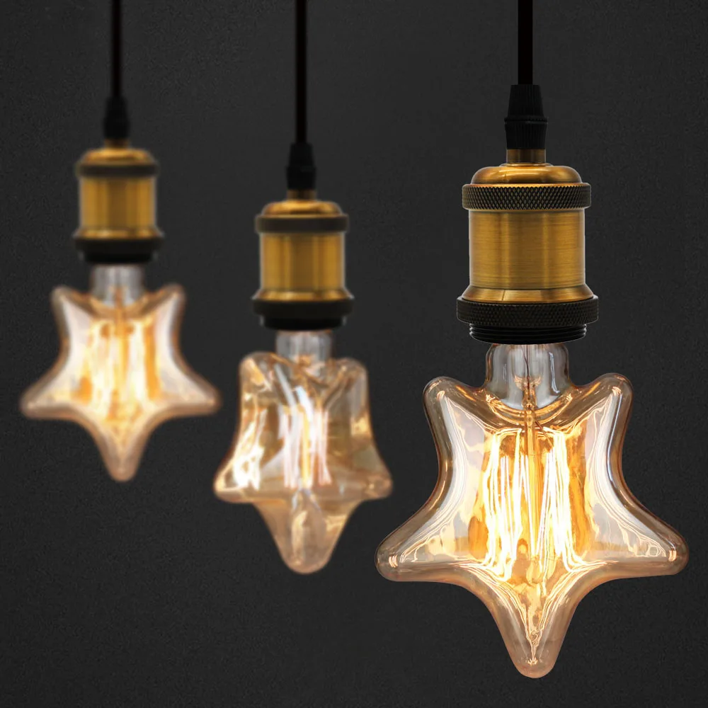 TIANFAN Edison Bulbs Vintage Light Bulb Star Shape Tungsten Filament Carbon 40W 220/240V E27 Decorative |