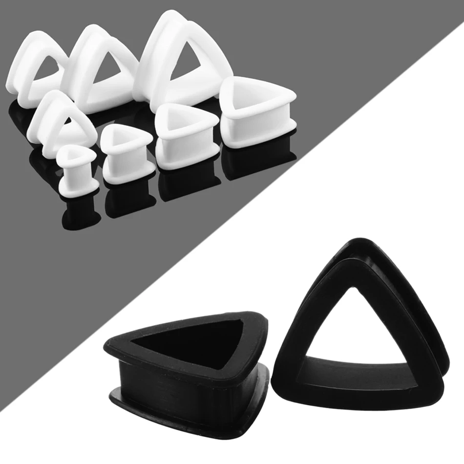 

2PCS Silicone Ear Plugs Soft Triangle Thin Silicone Flexible Plug Tunnels Hollow Ear stretchers Expander Earrings Body Jewelry