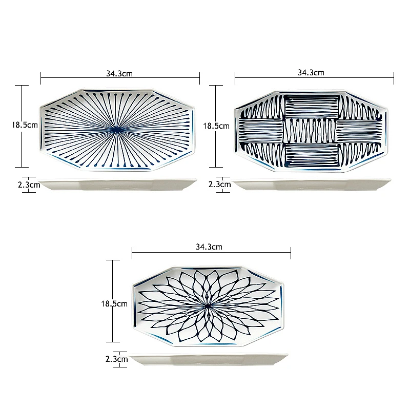 1 шт. Геометрическая керамическая обеденная тарелка в японском стиле, рыбные блюда, тарелка для пасты, фарфоровое блюдо, посуда для лотоса