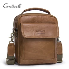 CONTACT S Genuine Leather Shoulder Bags Fashion font b Men b font Messenger Bag Small ipad