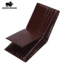 Bison denim herren brieftaschen, vintage Rindsleder Geldbörse Aus Echtem Leder Geldbörse Für Männer designer geldbörse, fahren bit karte W4406