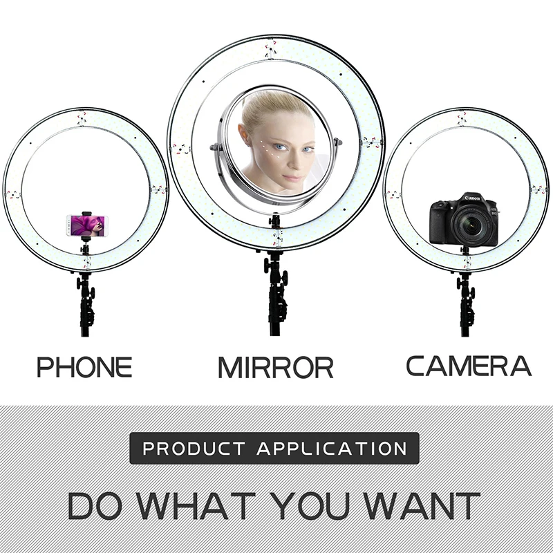  18 inch LED Ring Lamp With 200CM Tripod Selfie Ring Light For Make up YouTube Dimmable Photo Video  - 32960624926
