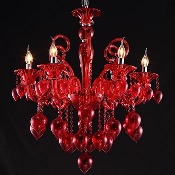 

6 heads pendant lamps Villa lighting coffee crystal cafe one red KTV lighting red ligting pendant light ZA829639