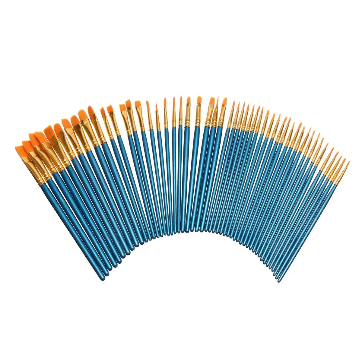 

Watercolor Gouache Paint Brushes Different Shape Round Pointed Tip Nylon Hair Painting Brush Set Art Supplies For Kids 50Pcs/Set