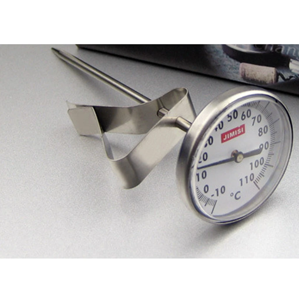 Instant Read Coffee Steamed Milk Frothing Thermometer Timer Stainless Steel Coffee Thermometer for milk pitcher or coffee pot