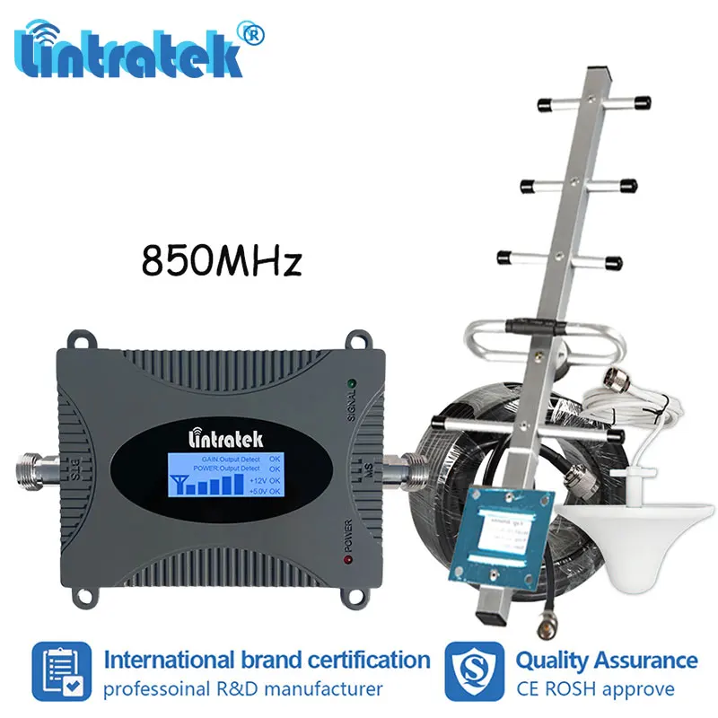 

Lintratek LCD Display CDMA 850mhz Cellular Amplifier GSM UMTS 850 Booster 2G 3G 4G MINI Repeater Yagi+Ceiling Antenna +15m #4