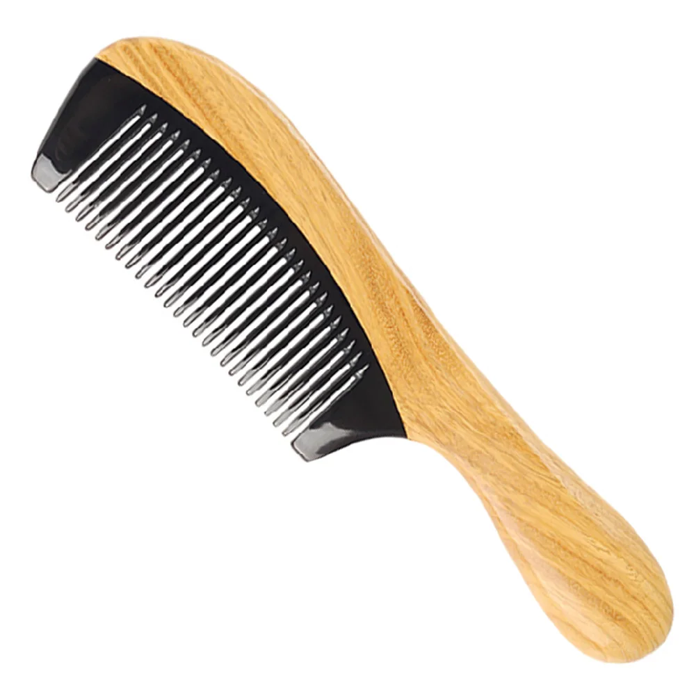 Green Sandalwood Fine Tooth Styling Tools Women Men Brush Anti-Static Massage Wooden Horn Comb Round Handle Gift Kids Hair Care | Красота и