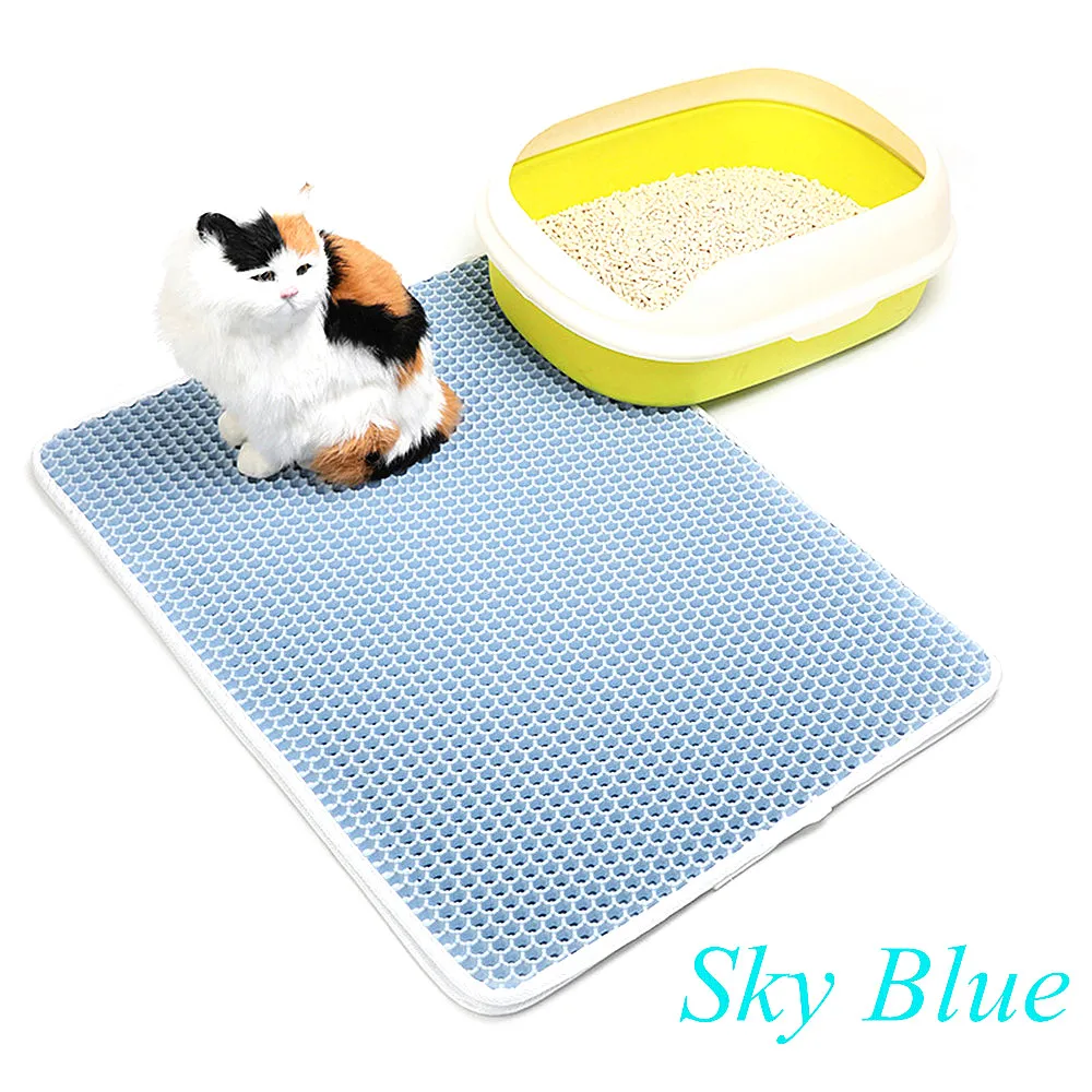 Складной кошачий Коврик Для Мусора водонепроницаемый сотовый просеивающий коврик защита для пола ковер экологичный EVA пенопластовый коврик для мусора - Цвет: Sky Blue