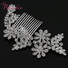 Aleación nupcial peinetas rhinestone hojas joyería de la boda peines de cristal de boda nupcial tocado de la novia de boda accessoriesRE389