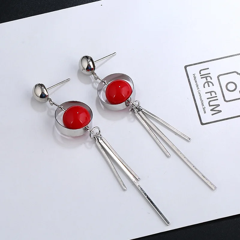 Tassel Roman numerals long section shell earrings earrings jewelry
