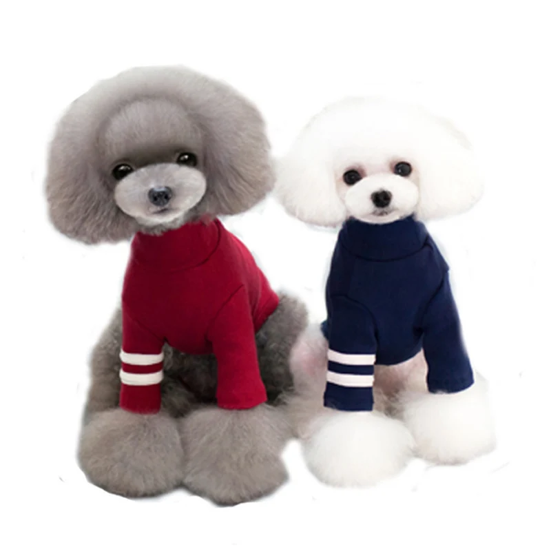 

GLORIOUS KEK Autumn/Winter Dog T Shirt Thicken Warm Dog Clothes 100% Cotton High Neck Long Sleeves Puppy Coat Undershirt Apparel