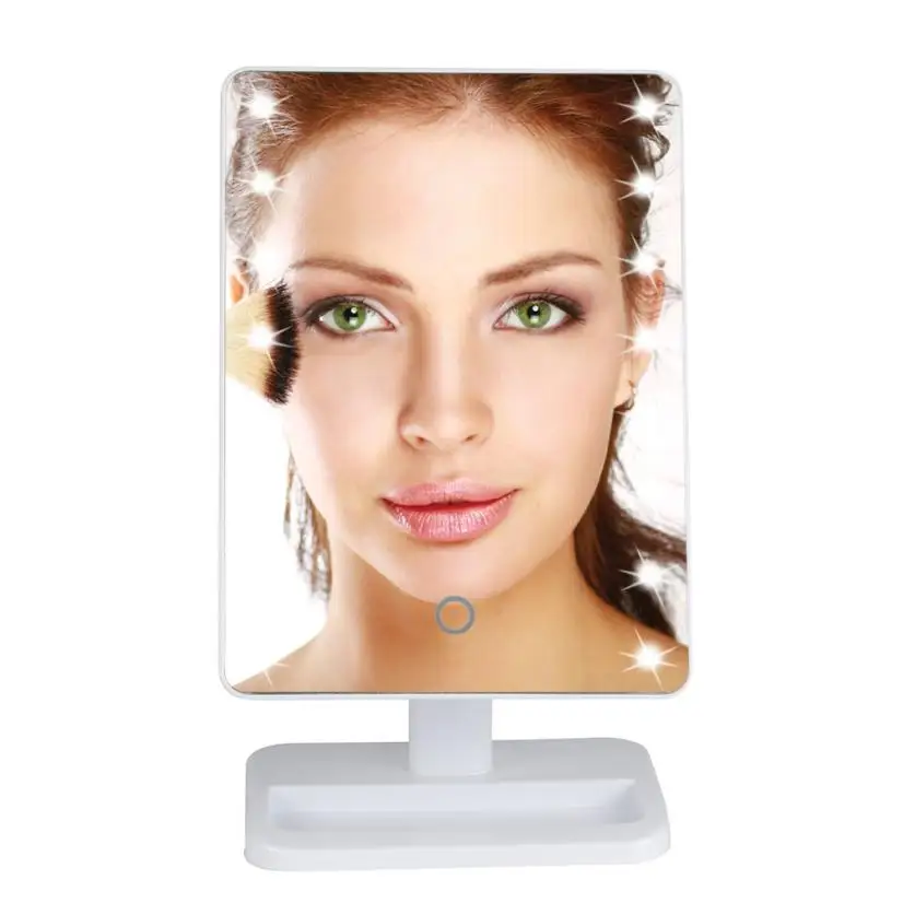Зеркало для макияжа Горячая Мода 20 светодиодный светильник туалетный столик макияж зеркало с сенсорным экраном освещенное настольное косметическое зеркало дом May8