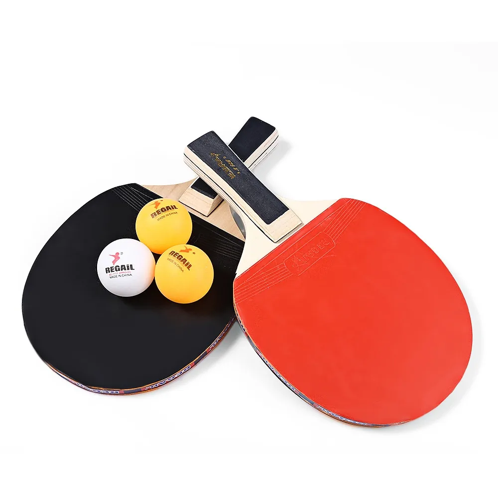1Pair Long Handle Table Tennis Paddle Ping Pong Racket Two Side Rubber 7 Layers Wood Long Pad