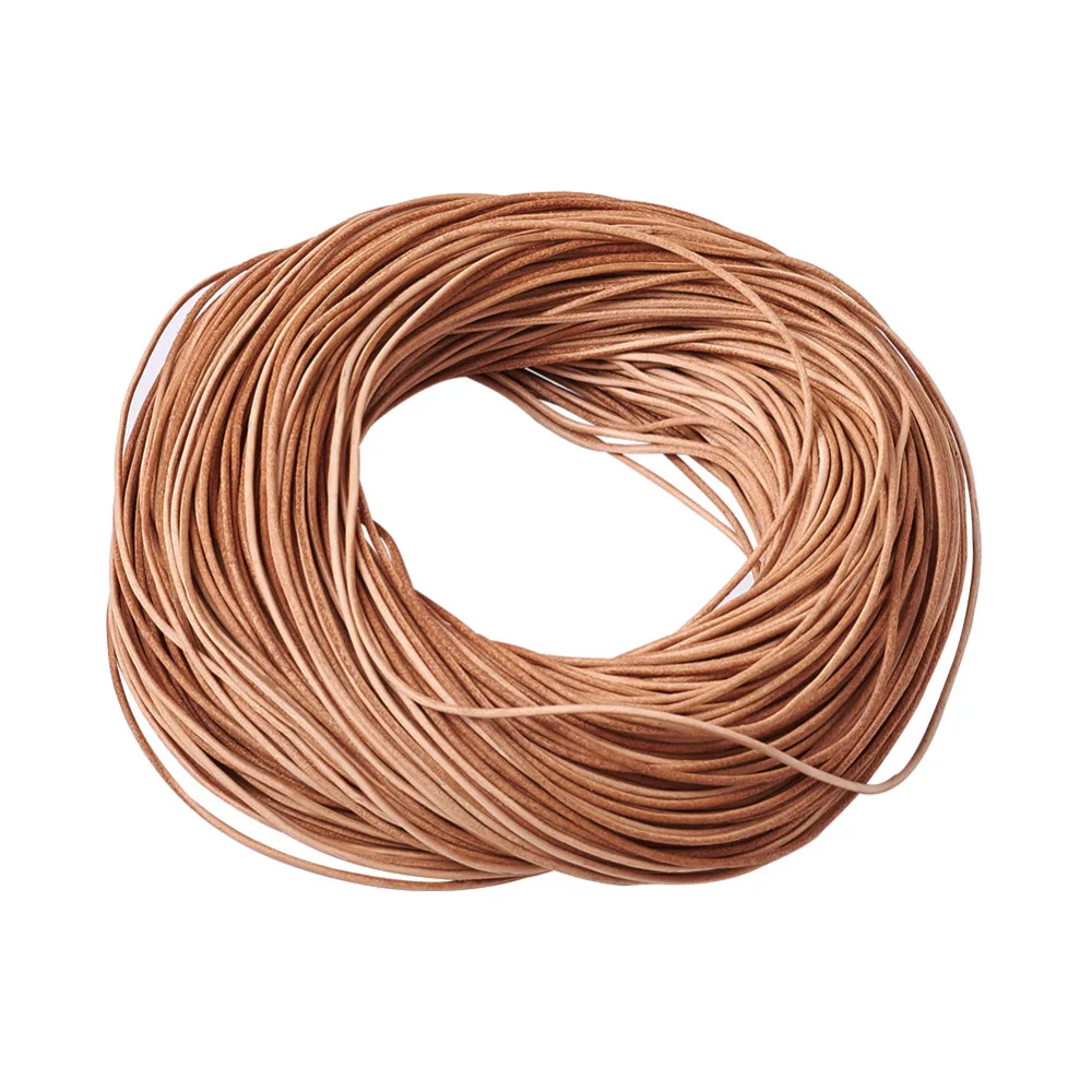 32.8 feet Brown Round Real Genuine Leather Jewelry Cord String 2mm