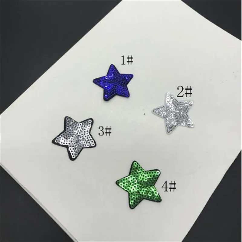 

10pcs Sequins Green Star Applique Clothing Embroidery Patch Fabric Sticker Iron On Patch Craft Sewing Repair Embroidered 3.5cm