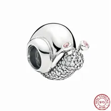 Ясно CZ Орхидея розовые кристаллы Stylished бусины-улитки для Для женщин ювелирных изделий DIY Fit Подвески Пандора Серебро 925 первоначально FL715
