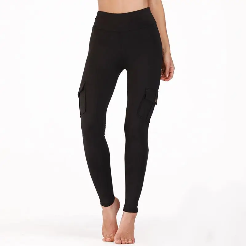 Черные колготки для бега, женские штаны с карманами, спортивные Леггинсы с высокой талией, эластичные тренировочные штаны для йоги, дышащие спортивные брюки с эффектом пуш-ап