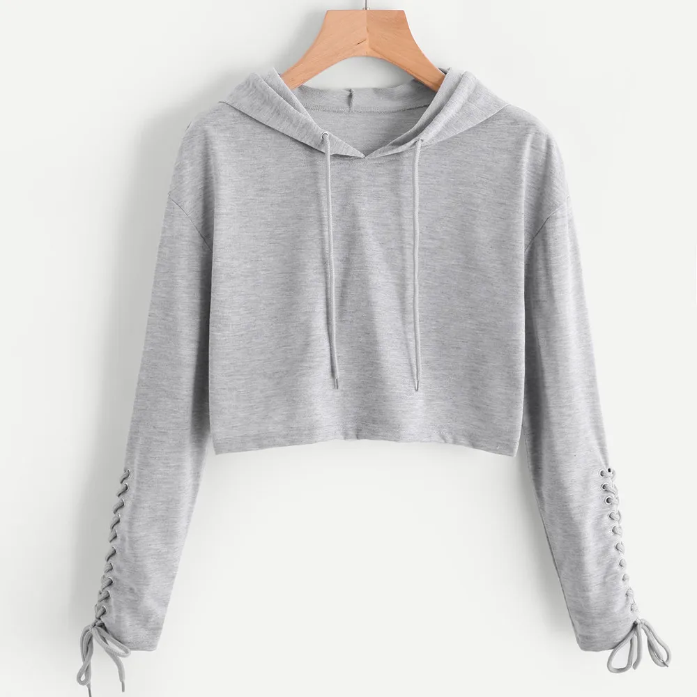 

Women's Hoodie Sweatshirt Strap Short Cropped Umbrella Sweatshirt Tops Jacket Kawaii Solid Color Little Girl Sportswear