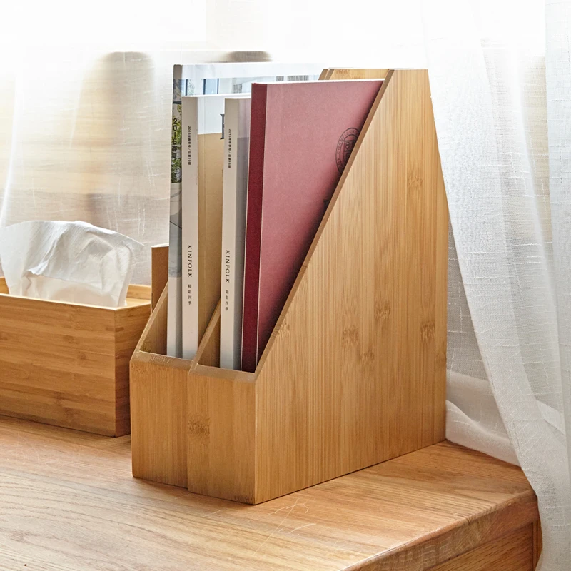 Креативная бамбуковая офисная стойка, эко натуральная деревянная книжная полка, многофункциональная настольная декоративная коробка для хранения, настольный органайзер для бумаги A4/A5