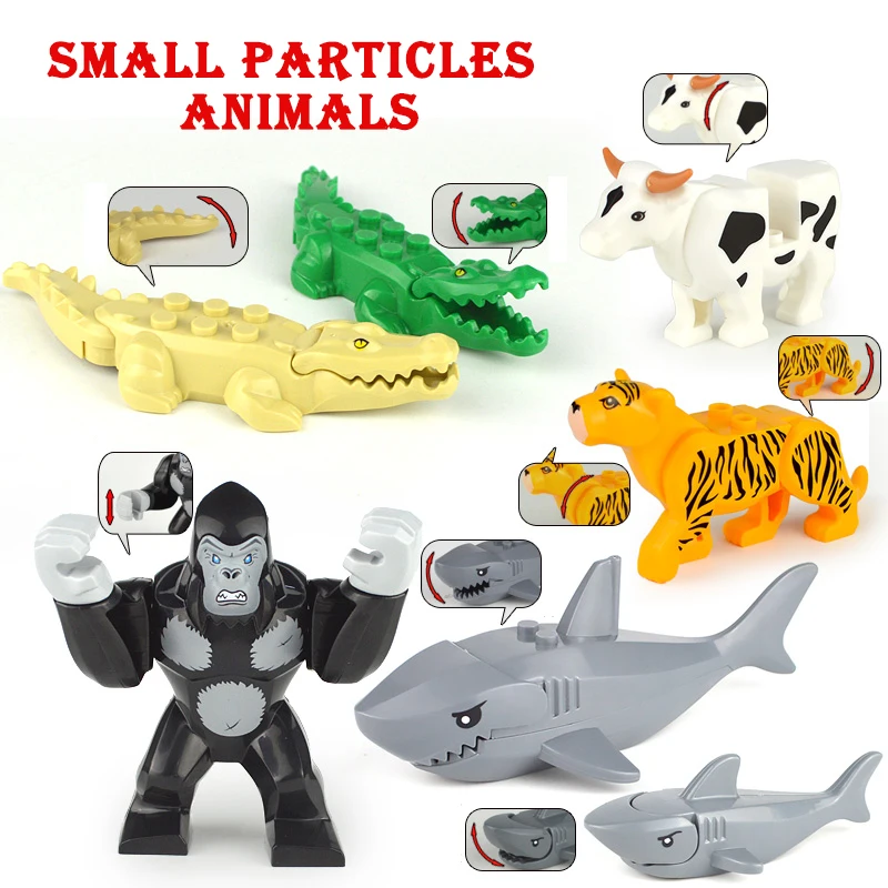 

Small Particle Animals Building Block Dinosaur Tiger Bear Crocodile Model Toys Compatible Legoings Brick Action Figures For Kids