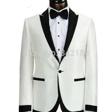 Индивидуальный заказ/Лучшие продажи цвета слоновой кости с черным воротником жениха смокинги/мужские свадебные костюмы/Формальные/жениха костюмы Свадебные мужская одежда