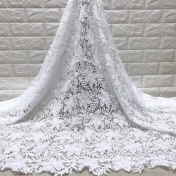 

2019 New Design Cotton Lace African Lace Fabric White French Net Laces Fabric High Quality Water Soluble Lace