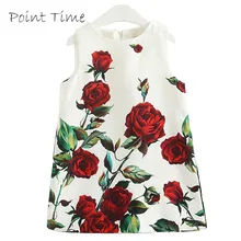 Платье с розами для девочек; платье трапециевидной формы с цветочным рисунком; костюмы принцессы; Детская летняя одежда; Ropa De Ninas;