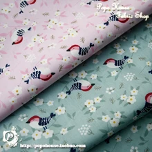 Японский стиль и ветер Вишневый Цветущая птица 2 цвета саржа Чистый хлопок ткань рот золотой мешок детское платье юбка