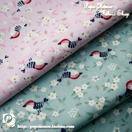 

Japanese Style and Wind Cherry Blossom Thrush Bird 2 Color Twill Pure Cotton Fabric Mouth Gold Bag Baby Dress Skirt