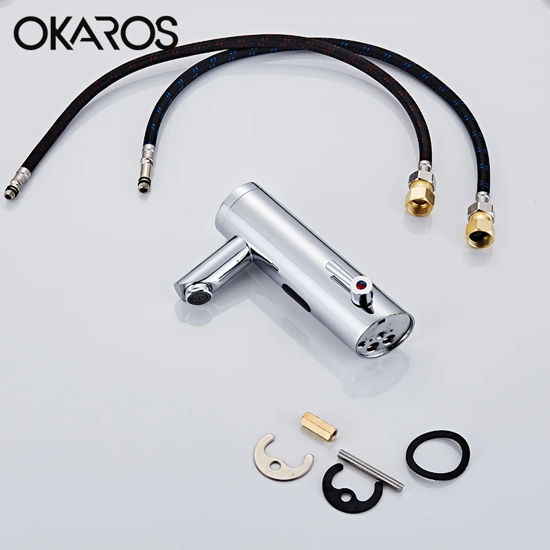 Автоматический смеситель для раковины OKAROS с инфракрасным датчиком ручной