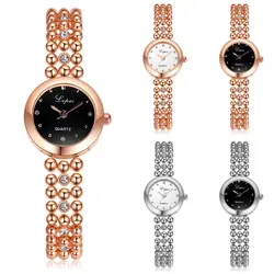 Модные часы женские женская одежда браслет Роскошные Кварцевые часы Марка цвета: золотистый, серебристый Нержавеющая сталь Бусины