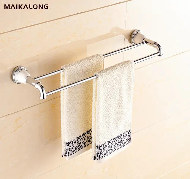 chrome&White Porcelain ceramic, chrome double towel bar ,Towel Holder