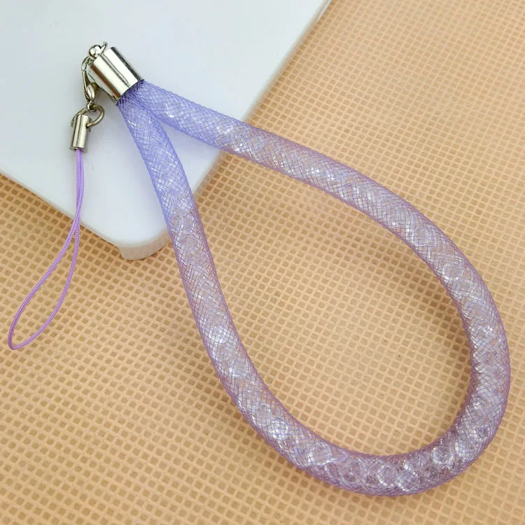 Шикарный хрустальный ключ ремешок для мобильного телефона шеи Брелоки-полоски для девочек - Цвет: pueple
