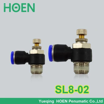 

SL Pneumatic Throttle Valve Quick Push In Air Fitting Connector 8MM Tube To 1/4" Thread SL8-02 Flow Controller