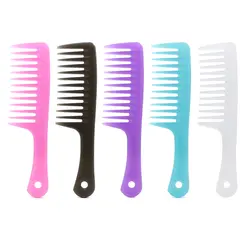 Для женщин парикмахерские большой зуб расчесывать мокрые волосы запутывания широкий зуб Пластик расческа для вьющихся волос гребень