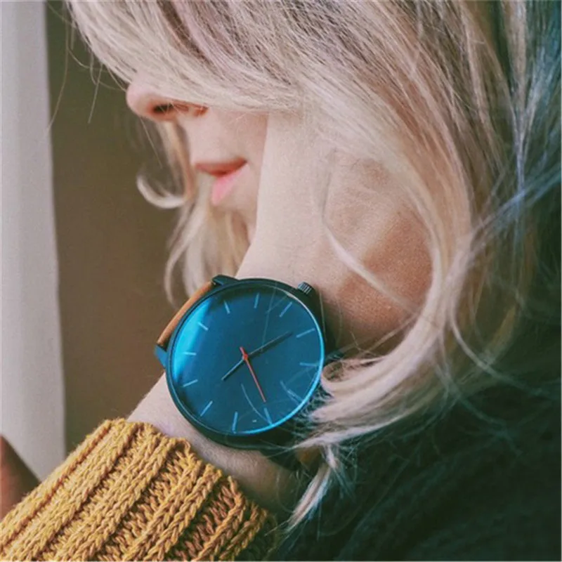 

Fashion Women Minimalist Watch Khaki Leather Band Stainless Steel Quarzt Wristwatch Luxury Ladies Watches Reloj Mujer Black