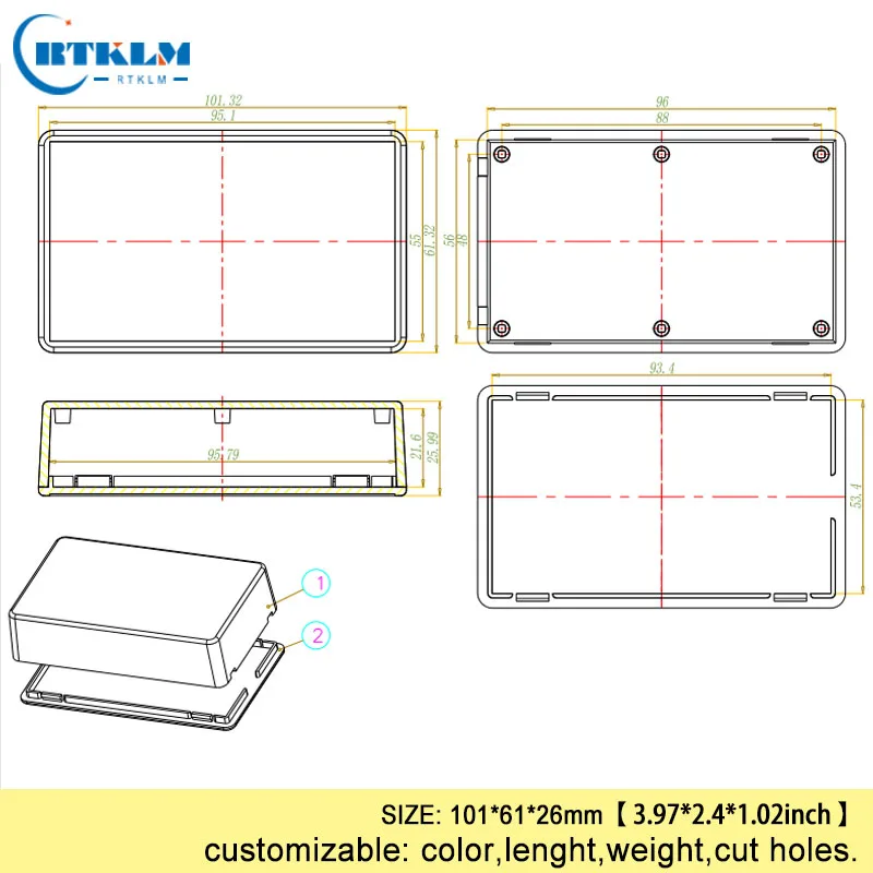 DIY проект корпус коробка абс пластиковый корпус распределительная коробка электронный инструмент Чехлы небольшой провод Соединительная коробка 101*61*26 мм