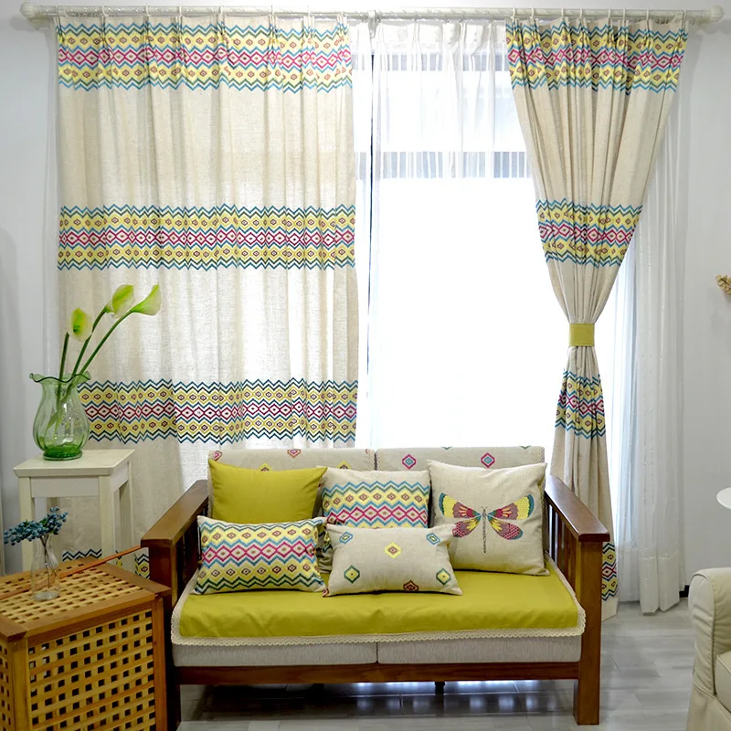 

High-grade Embroidery Fabrics Natural Cotton Linen Fabric Embroidery Curtain Cloth for Living Room Bedroom Wholesale Tailoring