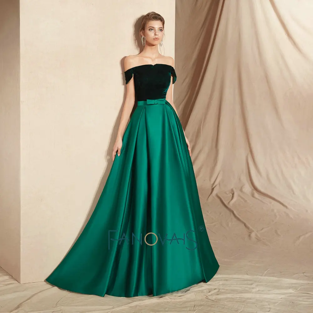 Green Velvet Evening Dresses Long Vestidos De Fiesta De Noche Evening Dress Arabic Special Occasion Dresses Party Gowns